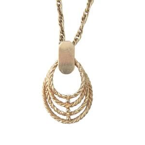 Gold Tone Rope Chain Pendant Necklace 14.5" when folded